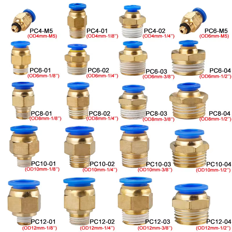 Compression Fitting Brass - 10/50 Buah Konektor Udara Fitting Pneumatik